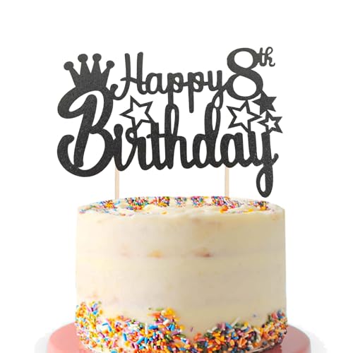 Tortenaufsatz zum 8. Geburtstag, "Happy 8th Birthday", glitzernder Stern, 8 fabelhafte Kuchenspieße, Geburtstagsschild, Kuchendekorationen für Jungen und Mädchen, 8 Jahre alte Geburtstagsparty Tortenaufsatz zum 8. Geburtstag, "Happy 8th Birthday", glitzernder Stern, 8 fabelhafte Kuchenspieße, Geburtstagsschild, Kuchendekorationen für Jungen und Mädchen, 8 Jahre alte Geburtstagsparty von Fechy