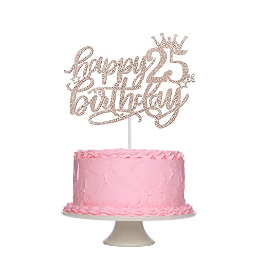 Tortendeko 25 Geburtstag Mann Frau, Roségold Glitzer 25. Kuchendeko Geburtstag, Happy 25. Geburtstagstorte Topper, Kuchen Topper 25 Frau, Happy 25th Birthday Cake Topper(Roségold) von Fechy