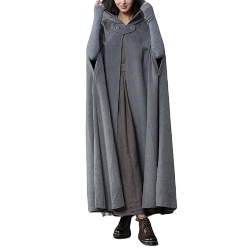 Feclmiyt Halloween-Hexenumhang mit Kapuze, mittelalterlicher Sensenmann-Umhang, Kostüme, Vintage, Cosplay, Robe, Wollumhang (A-01, M) von Feclmiyt