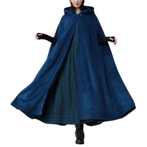 Feclmiyt Halloween-Hexenumhang mit Kapuze, mittelalterlicher Sensenmann-Umhang, Kostüme, Vintage, Cosplay, Robe, Wollumhang (A-04, S) von Feclmiyt