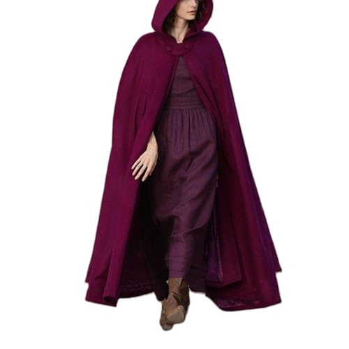 Feclmiyt Halloween-Hexenumhang mit Kapuze, mittelalterlicher Sensenmann-Umhang, Kostüme, Vintage, Cosplay, Robe, Wollumhang (A-07, M) von Feclmiyt