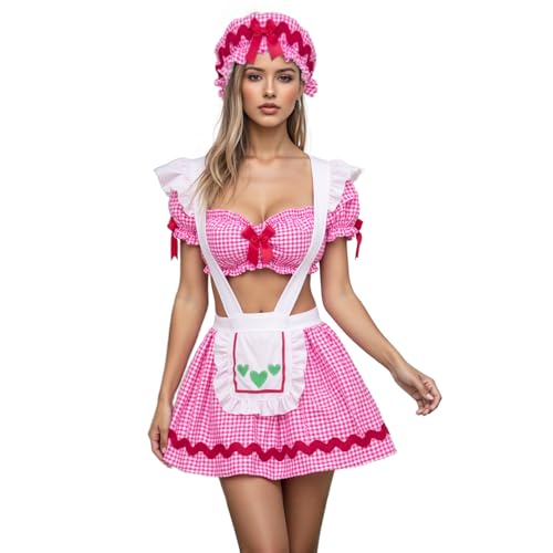 Feclmiyt Halloween-Kostüm für Damen, Minikleid, Rotkäppchen, Krankenschwester, kurzärmelig, Mini-Tutu-Kleid mit Kapuzenumhang/Hut (C-1, M) von Feclmiyt