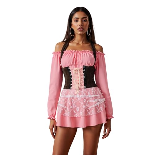Feclmiyt Halloween-Kostüm für Damen, Minikleid, Rotkäppchen, Krankenschwester, kurzärmelig, Mini-Tutu-Kleid mit Kapuzenumhang/Hut (D-1, M) von Feclmiyt