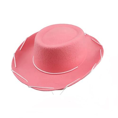 Feclmiyt Western-Sheriff-Kostümhut für Erwachsene, 1950er-Jahre-Stil, Erwachsene, Ranch-Hut, verstellbarer Kinnriemen, Cowboy-Cowgirl-Ranch-Hut (A-Pink, 32 x 27 x 12 cm) von Feclmiyt