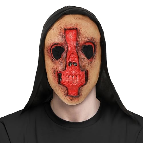 Gruselige Ganzkörper-Geistermaske mit realistischen verbrannten Zombie-Maske mit gruseligen Details und freiliegenden Zähnen, Halloween-Cosplay, Geistermaske (B-Schwarz, 35 x 16 cm) von Feclmiyt