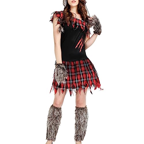 Halloween-Kostüm für Damen, Werwolf-Kostüm, Vampir-Film, Monster-Spiel, Vollmond, bösartiger Werwolf-Kostüm, Festivals, Cosplay, Verkleiden (A-01, Einheitsgröße) von Feclmiyt