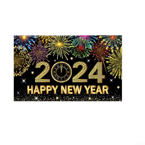 2024 Countdown Silvester Dekoration, elegantes schwarz-goldenes Design, werten Sie Ihre Hauspartys und Bars auf (3) von Feegow