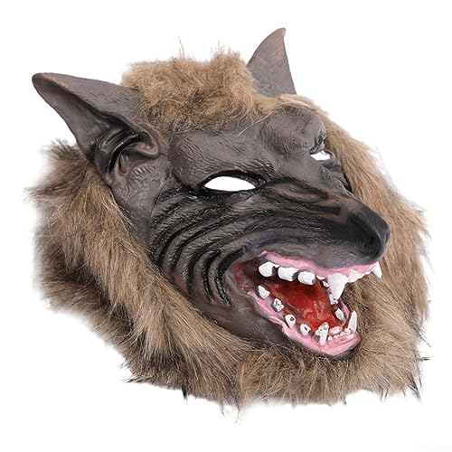 Feegow Ein Wolf Kopf Kopfbedeckung, Halloween Wolf Kopf Tier Kopfbedeckung Gesicht Biest Werwolf Cosplay Horror Party Halloween Dekoration von Feegow