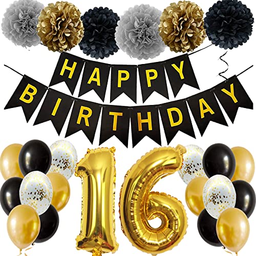 Feelairy Ballons 16. Geburtstag Deko Mädchen, Schwarz Gold Geburtstagsdeko 16 Jahre Junge, Happy Birthday Deko Konfetti Luftballons Deko 16 Geburtstag Mädchen Junge 16 Geburtstag Deko Kinder Feelairy Ballons 16. Geburtstag Deko Mädchen, Schwarz Gold Geburtstagsdeko 16 Jahre Junge, Happy Birthday Deko Konfetti Luftballons Deko 16 Geburtstag Mädchen Junge 16 Geburtstag Deko Kinder von Feelairy