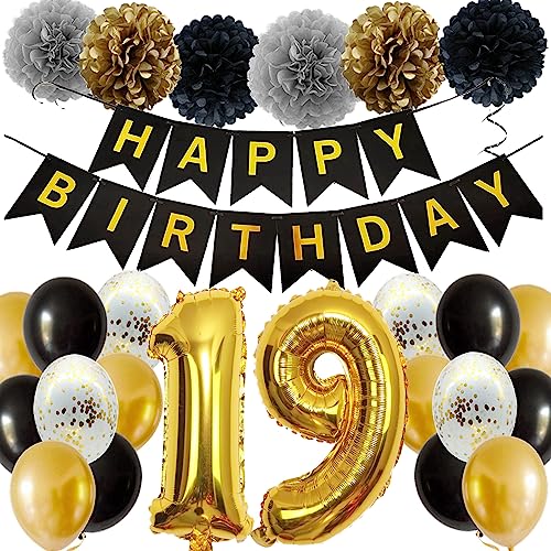Feelairy Ballons 19. Geburtstag Deko Mädchen, Schwarz Gold Geburtstagsdeko 19 Jahre Junge, Happy Birthday Deko Konfetti Luftballons Deko 19 Geburtstag Mädchen Junge 19 Geburtstag Deko Kinder Feelairy Ballons 19. Geburtstag Deko Mädchen, Schwarz Gold Geburtstagsdeko 19 Jahre Junge, Happy Birthday Deko Konfetti Luftballons Deko 19 Geburtstag Mädchen Junge 19 Geburtstag Deko Kinder von Feelairy