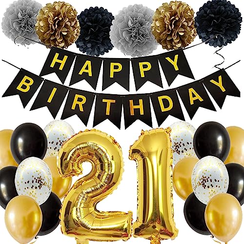 Feelairy Ballons 21. Geburtstag Deko Mädchen, Schwarz Gold Geburtstagsdeko 21 Jahre Junge, Happy Birthday Deko Konfetti Luftballons Deko 21 Geburtstag Mädchen Junge 21 Geburtstag Deko Kinder Feelairy Ballons 21. Geburtstag Deko Mädchen, Schwarz Gold Geburtstagsdeko 21 Jahre Junge, Happy Birthday Deko Konfetti Luftballons Deko 21 Geburtstag Mädchen Junge 21 Geburtstag Deko Kinder von Feelairy