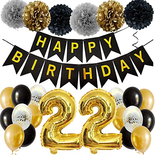 Feelairy Ballons 22. Geburtstag Deko Mädchen, Schwarz Gold Geburtstagsdeko 22 Jahre Junge, Happy Birthday Deko Konfetti Luftballons Deko 22 Geburtstag Mädchen Junge 22 Geburtstag Deko Kinder Feelairy Ballons 22. Geburtstag Deko Mädchen, Schwarz Gold Geburtstagsdeko 22 Jahre Junge, Happy Birthday Deko Konfetti Luftballons Deko 22 Geburtstag Mädchen Junge 22 Geburtstag Deko Kinder von Feelairy