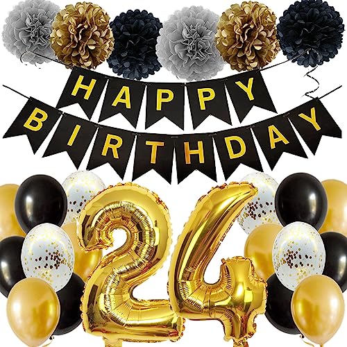 Feelairy Ballons 24. Geburtstag Deko Mädchen, Schwarz Gold Geburtstagsdeko 24 Jahre Junge, Happy Birthday Deko Konfetti Luftballons Deko 24 Geburtstag Mädchen Junge 24 Geburtstag Deko Kinder Feelairy Ballons 24. Geburtstag Deko Mädchen, Schwarz Gold Geburtstagsdeko 24 Jahre Junge, Happy Birthday Deko Konfetti Luftballons Deko 24 Geburtstag Mädchen Junge 24 Geburtstag Deko Kinder von Feelairy
