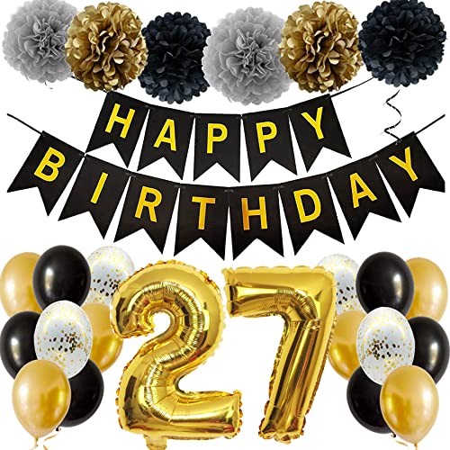 Feelairy Ballons 27. Geburtstag Deko Männer Frauen, Schwarz Gold Geburtstagsdeko 27 Jahre Mann Frau, Happy Birthday Deko Konfetti Luftballons Deko 27 Geburtstag Mann 27 Geburtstag Deko Frauen Feelairy Ballons 27. Geburtstag Deko Männer Frauen, Schwarz Gold Geburtstagsdeko 27 Jahre Mann Frau, Happy Birthday Deko Konfetti Luftballons Deko 27 Geburtstag Mann 27 Geburtstag Deko Frauen von Feelairy