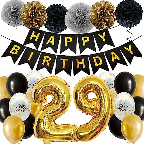 Feelairy Ballons 29. Geburtstag Deko Männer Frauen, Schwarz Gold Geburtstagsdeko 29 Jahre Mann Frau, Happy Birthday Deko Konfetti Luftballons Deko 29 Geburtstag Mann 29 Geburtstag Deko Frauen Feelairy Ballons 29. Geburtstag Deko Männer Frauen, Schwarz Gold Geburtstagsdeko 29 Jahre Mann Frau, Happy Birthday Deko Konfetti Luftballons Deko 29 Geburtstag Mann 29 Geburtstag Deko Frauen von Feelairy