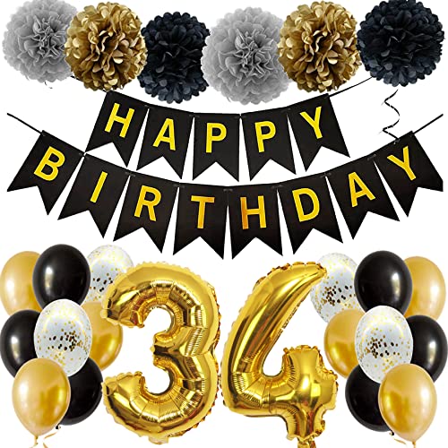 Feelairy Ballons 34. Geburtstag Deko Männer Frauen, Schwarz Gold Geburtstagsdeko 34 Jahre Mann Frau, Happy Birthday Deko Konfetti Luftballons Deko 34 Geburtstag Mann 34 Geburtstag Deko Frauen Feelairy Ballons 34. Geburtstag Deko Männer Frauen, Schwarz Gold Geburtstagsdeko 34 Jahre Mann Frau, Happy Birthday Deko Konfetti Luftballons Deko 34 Geburtstag Mann 34 Geburtstag Deko Frauen von Feelairy