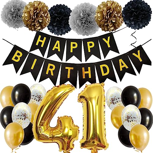 Feelairy Ballons 41. Geburtstag Deko Männer Frauen, Schwarz Gold Geburtstagsdeko 41 Jahre Mann Frau, Happy Birthday Deko Konfetti Luftballons Deko 41 Geburtstag Mann 41 Geburtstag Deko Frauen Feelairy Ballons 41. Geburtstag Deko Männer Frauen, Schwarz Gold Geburtstagsdeko 41 Jahre Mann Frau, Happy Birthday Deko Konfetti Luftballons Deko 41 Geburtstag Mann 41 Geburtstag Deko Frauen von Feelairy