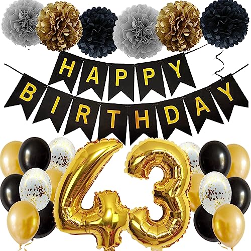 Feelairy Ballons 43. Geburtstag Deko Männer Frauen, Schwarz Gold Geburtstagsdeko 43 Jahre Mann Frau, Happy Birthday Deko Konfetti Luftballons Deko 43 Geburtstag Mann 43 Geburtstag Deko Frauen Feelairy Ballons 43. Geburtstag Deko Männer Frauen, Schwarz Gold Geburtstagsdeko 43 Jahre Mann Frau, Happy Birthday Deko Konfetti Luftballons Deko 43 Geburtstag Mann 43 Geburtstag Deko Frauen von Feelairy