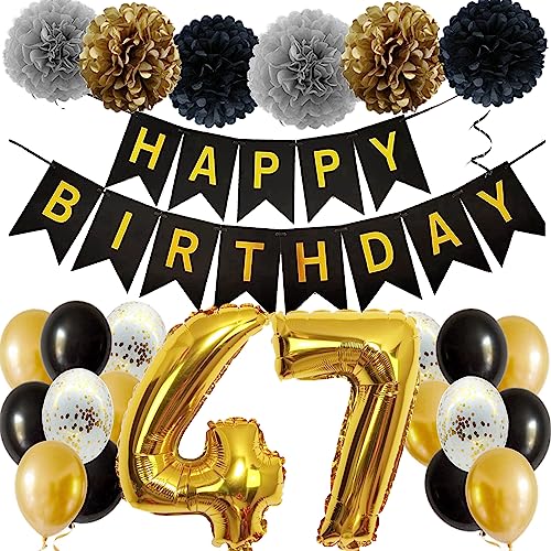 Feelairy Ballons 47. Geburtstag Deko Männer Frauen, Schwarz Gold Geburtstagsdeko 47 Jahre Mann Frau, Happy Birthday Deko Konfetti Luftballons Deko 47 Geburtstag Mann 47 Geburtstag Deko Frauen Feelairy Ballons 47. Geburtstag Deko Männer Frauen, Schwarz Gold Geburtstagsdeko 47 Jahre Mann Frau, Happy Birthday Deko Konfetti Luftballons Deko 47 Geburtstag Mann 47 Geburtstag Deko Frauen von Feelairy