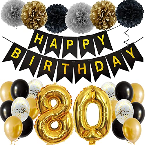 Feelairy Ballons 80. Geburtstag Deko Männer Frauen, Schwarz Gold Geburtstagsdeko 80 Jahre Mann Frau, Happy Birthday Deko Konfetti Luftballons Deko 80 Geburtstag Mann 80 Geburtstag Deko Frauen Feelairy Ballons 80. Geburtstag Deko Männer Frauen, Schwarz Gold Geburtstagsdeko 80 Jahre Mann Frau, Happy Birthday Deko Konfetti Luftballons Deko 80 Geburtstag Mann 80 Geburtstag Deko Frauen von Feelairy