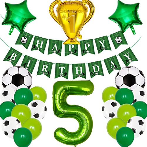 Feelairy Fußball 5. Geburtstag Deko Junge, Fußball Luftballons Geburtstagsdeko 5 Jahre Jungen, Helium Ballon Fussball Deko mit Happy Birthday Banner für 5 Jahre Kindergeburtstag Party Deko Feelairy Fußball 5. Geburtstag Deko Junge, Fußball Luftballons Geburtstagsdeko 5 Jahre Jungen, Helium Ballon Fussball Deko mit Happy Birthday Banner für 5 Jahre Kindergeburtstag Party Deko von Feelairy