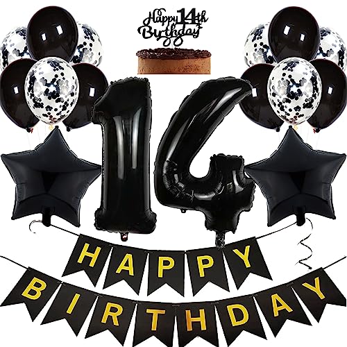 Feelairy Geburtstagsdeko 14 Jahre Junge, Luftballon 14. Geburtstag Deko Mädchen, Schwarz Gold Tortendeko Happy 14th Birthday Deko 14 Jahre Mädchen, Ballon 14. Geburtstag Party Dekoration Set Feelairy Geburtstagsdeko 14 Jahre Junge, Luftballon 14. Geburtstag Deko Mädchen, Schwarz Gold Tortendeko Happy 14th Birthday Deko 14 Jahre Mädchen, Ballon 14. Geburtstag Party Dekoration Set von Feelairy