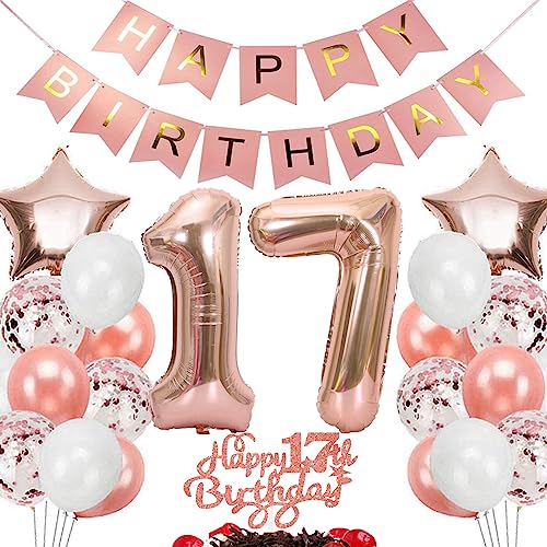 Feelairy Geburtstagsdeko 17 Jahre Mädchen, Rosegold Luftballon 17. Geburtstag Deko Mädchen, Tortendeko Happy 17th Birthday Deko 17 Jahre Mädchen, Ballon 17. Geburtstag Kinder Party Dekoration Set Feelairy Geburtstagsdeko 17 Jahre Mädchen, Rosegold Luftballon 17. Geburtstag Deko Mädchen, Tortendeko Happy 17th Birthday Deko 17 Jahre Mädchen, Ballon 17. Geburtstag Kinder Party Dekoration Set von Feelairy