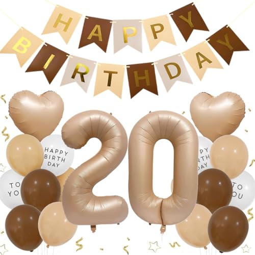 Feelairy Geburtstagsdeko 20 Jahre Frauen, 20 Geburtstag Deko Ballons Beige Creme Folienballon 20 Braun, Luftballon Beige Aprikose Happy Birthday Girlande, Ballon 20 Deko zum Geburtstag Männer Frauen Feelairy Geburtstagsdeko 20 Jahre Frauen, 20 Geburtstag Deko Ballons Beige Creme Folienballon 20 Braun, Luftballon Beige Aprikose Happy Birthday Girlande, Ballon 20 Deko zum Geburtstag Männer Frauen von Feelairy