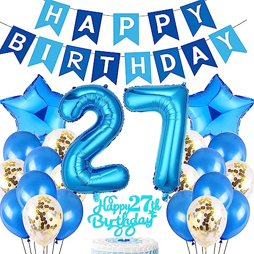 Feelairy Geburtstagsdeko 27 Jahre Männer, Blau Luftballon 27. Geburtstag Deko Mann, Tortendeko Happy 27th Birthday Deko 27 Jahre Mann, Ballon 27. Geburtstag Männer Party Dekoration Set Feelairy Geburtstagsdeko 27 Jahre Männer, Blau Luftballon 27. Geburtstag Deko Mann, Tortendeko Happy 27th Birthday Deko 27 Jahre Mann, Ballon 27. Geburtstag Männer Party Dekoration Set von Feelairy