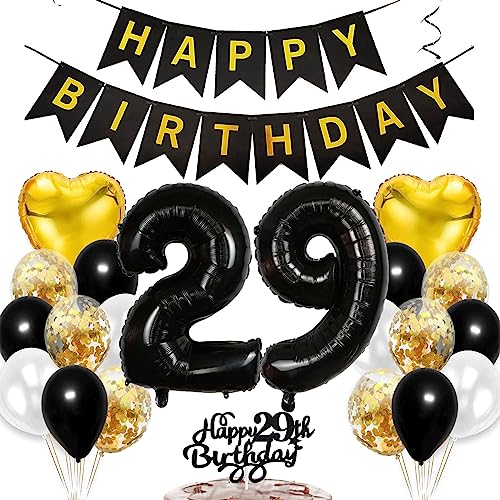 Feelairy Geburtstagsdeko 29 Jahre Frauen, Luftballon 29. Geburtstag Deko Männer, Schwarz Gold Tortendeko Happy 29th Birthday Deko 29 Jahre Frau, Ballon 29. Geburtstag Mann Party Dekoration Set Feelairy Geburtstagsdeko 29 Jahre Frauen, Luftballon 29. Geburtstag Deko Männer, Schwarz Gold Tortendeko Happy 29th Birthday Deko 29 Jahre Frau, Ballon 29. Geburtstag Mann Party Dekoration Set von Feelairy