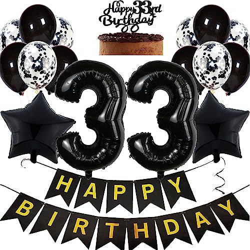 Feelairy Geburtstagsdeko 33 Jahre Frauen, Luftballon 33. Geburtstag Deko Männer, Schwarz Tortendeko Happy 33th Birthday Deko 33 Jahre Frau, Ballon 33. Geburtstag Mann Party Dekoration Set Feelairy Geburtstagsdeko 33 Jahre Frauen, Luftballon 33. Geburtstag Deko Männer, Schwarz Tortendeko Happy 33th Birthday Deko 33 Jahre Frau, Ballon 33. Geburtstag Mann Party Dekoration Set von Feelairy