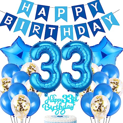 Feelairy Geburtstagsdeko 33 Jahre Männer, Blau Luftballon 33. Geburtstag Deko Mann, Tortendeko Happy 33th Birthday Deko 33 Jahre Mann, Ballon 33. Geburtstag Männer Party Dekoration Set Feelairy Geburtstagsdeko 33 Jahre Männer, Blau Luftballon 33. Geburtstag Deko Mann, Tortendeko Happy 33th Birthday Deko 33 Jahre Mann, Ballon 33. Geburtstag Männer Party Dekoration Set von Feelairy