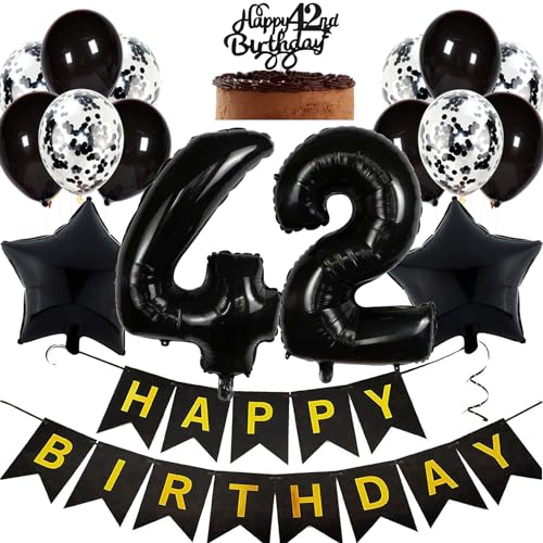 Feelairy Geburtstagsdeko 42 Jahre Frauen, Luftballon 42. Geburtstag Deko Männer, Schwarz Tortendeko Happy 42th Birthday Deko 42 Jahre Frau, Ballon 42. Geburtstag Mann Party Dekoration Set Feelairy Geburtstagsdeko 42 Jahre Frauen, Luftballon 42. Geburtstag Deko Männer, Schwarz Tortendeko Happy 42th Birthday Deko 42 Jahre Frau, Ballon 42. Geburtstag Mann Party Dekoration Set von Feelairy