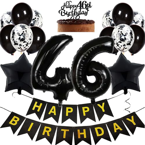 Feelairy Geburtstagsdeko 46 Jahre Frauen, Luftballon 46. Geburtstag Deko Männer, Schwarz Tortendeko Happy 46th Birthday Deko 46 Jahre Frau, Ballon 46. Geburtstag Mann Party Dekoration Set Feelairy Geburtstagsdeko 46 Jahre Frauen, Luftballon 46. Geburtstag Deko Männer, Schwarz Tortendeko Happy 46th Birthday Deko 46 Jahre Frau, Ballon 46. Geburtstag Mann Party Dekoration Set von Feelairy