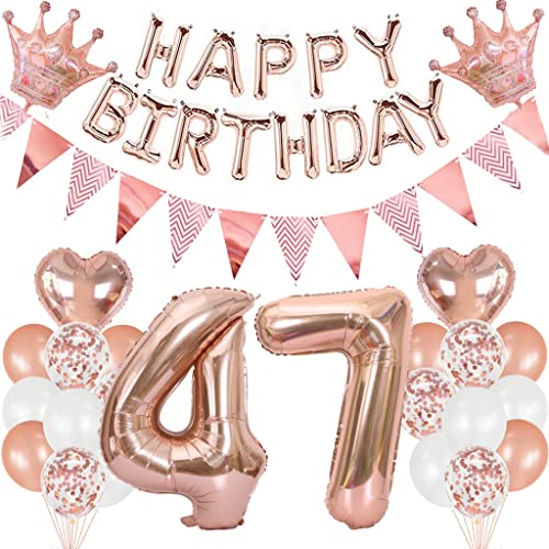 Feelairy Geburtstagsdeko 47 Jahre Frau, Luftballon 47. Geburtstag Deko Frauen, Folienballon Zahl 47 Rosegold, Helium Ballons Happy Birthday Banner, Ballon 47 Deko zum Geburtstag Frauen Party Deko Feelairy Geburtstagsdeko 47 Jahre Frau, Luftballon 47. Geburtstag Deko Frauen, Folienballon Zahl 47 Rosegold, Helium Ballons Happy Birthday Banner, Ballon 47 Deko zum Geburtstag Frauen Party Deko von Feelairy