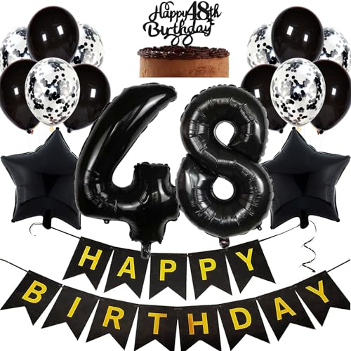 Feelairy Geburtstagsdeko 48 Jahre Frauen, Luftballon 48. Geburtstag Deko Männer, Schwarz Tortendeko Happy 48th Birthday Deko 48 Jahre Frau, Ballon 48. Geburtstag Mann Party Dekoration Set Feelairy Geburtstagsdeko 48 Jahre Frauen, Luftballon 48. Geburtstag Deko Männer, Schwarz Tortendeko Happy 48th Birthday Deko 48 Jahre Frau, Ballon 48. Geburtstag Mann Party Dekoration Set von Feelairy