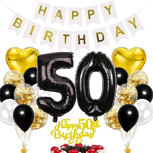 Feelairy Geburtstagsdeko 50 Jahre Frauen, Schwarz Gold Luftballon 50. Geburtstag Deko Männer, Tortendeko Happy 50th Birthday Deko 50 Jahre Frau Mann, Ballon 50. Geburtstag Party Dekoration Set Feelairy Geburtstagsdeko 50 Jahre Frauen, Schwarz Gold Luftballon 50. Geburtstag Deko Männer, Tortendeko Happy 50th Birthday Deko 50 Jahre Frau Mann, Ballon 50. Geburtstag Party Dekoration Set von Feelairy