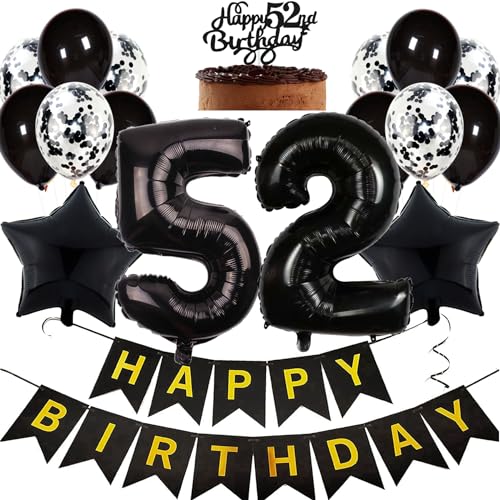 Feelairy Geburtstagsdeko 52 Jahre Frauen, Luftballon 52. Geburtstag Deko Männer, Schwarz Tortendeko Happy 52th Birthday Deko 52 Jahre Frau, Ballon 52. Geburtstag Mann Party Dekoration Set Feelairy Geburtstagsdeko 52 Jahre Frauen, Luftballon 52. Geburtstag Deko Männer, Schwarz Tortendeko Happy 52th Birthday Deko 52 Jahre Frau, Ballon 52. Geburtstag Mann Party Dekoration Set von Feelairy