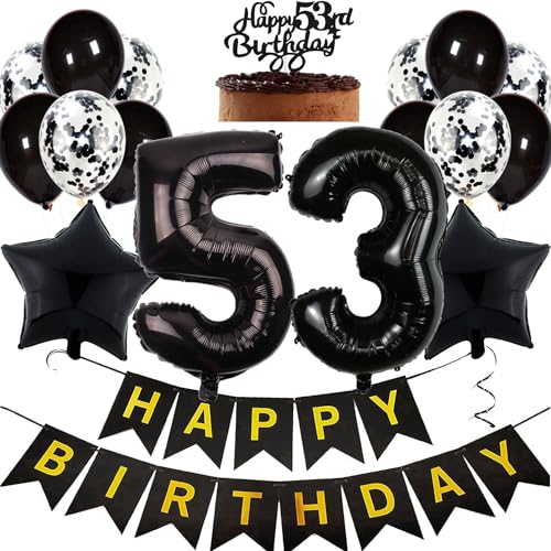 Feelairy Geburtstagsdeko 53 Jahre Frauen, Luftballon 53. Geburtstag Deko Männer, Schwarz Tortendeko Happy 53th Birthday Deko 53 Jahre Frau, Ballon 53. Geburtstag Mann Party Dekoration Set Feelairy Geburtstagsdeko 53 Jahre Frauen, Luftballon 53. Geburtstag Deko Männer, Schwarz Tortendeko Happy 53th Birthday Deko 53 Jahre Frau, Ballon 53. Geburtstag Mann Party Dekoration Set von Feelairy