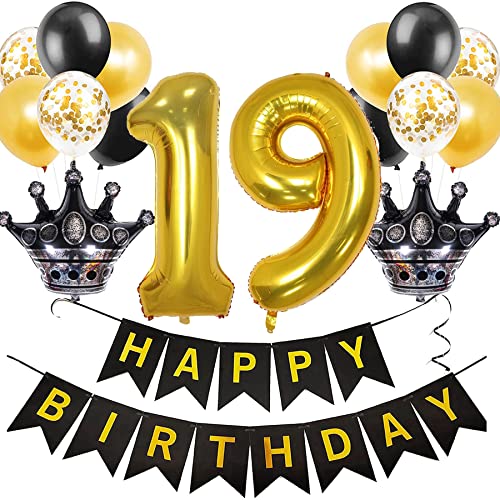 Feelairy Luftballon 19. Geburtstag Deko Mädchen, Ballon Geburtstagsdeko 19 Jahr Junge, Schwarz Gold Happy Birthday Deko Ballon 19 Geburtstag Mädchen Party Deko, Ballon 19. Geburtstag Dekoration Set Feelairy Luftballon 19. Geburtstag Deko Mädchen, Ballon Geburtstagsdeko 19 Jahr Junge, Schwarz Gold Happy Birthday Deko Ballon 19 Geburtstag Mädchen Party Deko, Ballon 19. Geburtstag Dekoration Set von Feelairy
