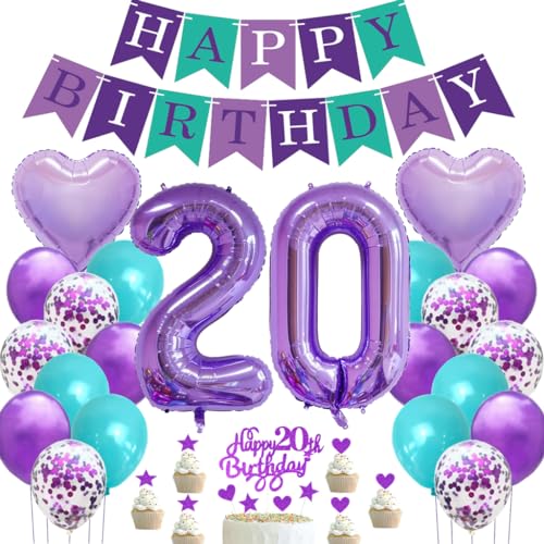 Feelairy Luftballon 20. Geburtstag Deko Frau, Lila Geburtstagsdeko 20 Jahre Frauen, Tortendeko Happy Birthday Deko 20. Geburtstag Frauen, Ballon 20 Deko zum Geburtstag Frauen Party Dekoration Feelairy Luftballon 20. Geburtstag Deko Frau, Lila Geburtstagsdeko 20 Jahre Frauen, Tortendeko Happy Birthday Deko 20. Geburtstag Frauen, Ballon 20 Deko zum Geburtstag Frauen Party Dekoration von Feelairy