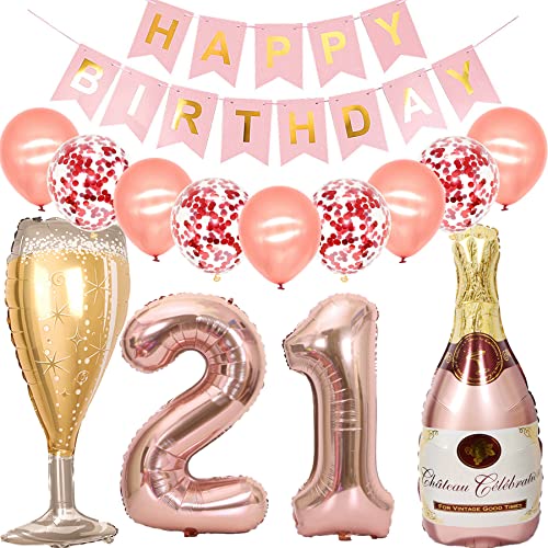 Feelairy Luftballon 21. Geburtstag Deko Frau, Rosegold Folienballon Weinflasche Sektflasche Helium Ballon Champagner Flasche, Girlande Happy Birthday Deko für Geburtstagsdeko 21 Jahre Frauen Feelairy Luftballon 21. Geburtstag Deko Frau, Rosegold Folienballon Weinflasche Sektflasche Helium Ballon Champagner Flasche, Girlande Happy Birthday Deko für Geburtstagsdeko 21 Jahre Frauen von Feelairy