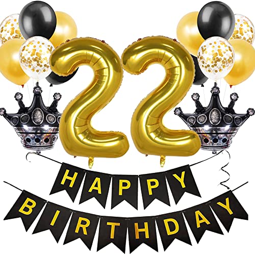 Feelairy Luftballon 22. Geburtstag Deko Mädchen, Ballon Geburtstagsdeko 22 Jahr Junge, Schwarz Gold Happy Birthday Deko Ballon 22 Geburtstag Mädchen Party Deko, Ballon 22. Geburtstag Dekoration Set Feelairy Luftballon 22. Geburtstag Deko Mädchen, Ballon Geburtstagsdeko 22 Jahr Junge, Schwarz Gold Happy Birthday Deko Ballon 22 Geburtstag Mädchen Party Deko, Ballon 22. Geburtstag Dekoration Set von Feelairy