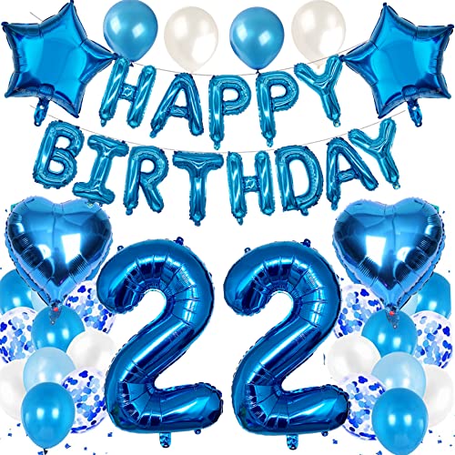Feelairy Luftballon 22. Geburtstag Deko Männer Set, Blau Geburtstagsdeko 22 Jahre Mann, Folienballon Zahl 22 Blau, Luftballons Happy Birthday Banner Girlande, Ballon 22 Deko zum Geburtstag Mann Feelairy Luftballon 22. Geburtstag Deko Männer Set, Blau Geburtstagsdeko 22 Jahre Mann, Folienballon Zahl 22 Blau, Luftballons Happy Birthday Banner Girlande, Ballon 22 Deko zum Geburtstag Mann von Feelairy