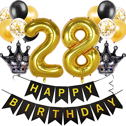 Feelairy Luftballon 28. Geburtstag Deko Frauen, Ballon Geburtstagsdeko 28 Jahr Männer, Schwarz Gold Happy Birthday Deko Ballon 28 Geburtstag Frau Party Deko, Ballon 28. Geburtstag Dekoration Set Feelairy Luftballon 28. Geburtstag Deko Frauen, Ballon Geburtstagsdeko 28 Jahr Männer, Schwarz Gold Happy Birthday Deko Ballon 28 Geburtstag Frau Party Deko, Ballon 28. Geburtstag Dekoration Set von Feelairy