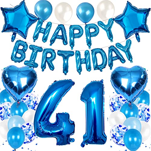 Feelairy Luftballon 41. Geburtstag Deko Männer Set, Blau Geburtstagsdeko 41 Jahre Mann, Folienballon Zahl 41 Blau, Luftballons Happy Birthday Banner Girlande, Ballon 41 Deko zum Geburtstag Mann Feelairy Luftballon 41. Geburtstag Deko Männer Set, Blau Geburtstagsdeko 41 Jahre Mann, Folienballon Zahl 41 Blau, Luftballons Happy Birthday Banner Girlande, Ballon 41 Deko zum Geburtstag Mann von Feelairy