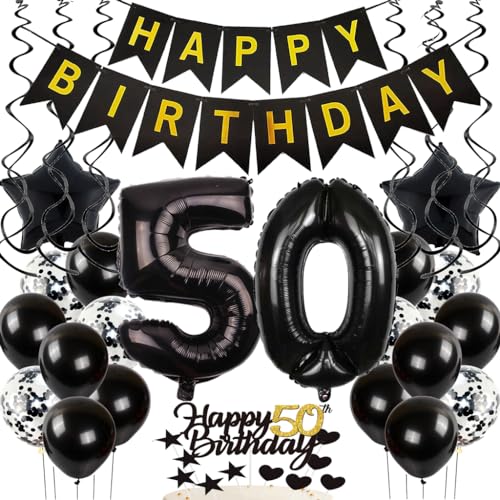 Feelairy Luftballon 50. Geburtstag Deko Männer, Geburtstagsdeko 50 Jahre Frauen, Schwarz Tortendeko Happy Birthday Deko 50. Geburtstag Frau, Ballon 50. Geburtstag Mann Party Dekoration Set Feelairy Luftballon 50. Geburtstag Deko Männer, Geburtstagsdeko 50 Jahre Frauen, Schwarz Tortendeko Happy Birthday Deko 50. Geburtstag Frau, Ballon 50. Geburtstag Mann Party Dekoration Set von Feelairy
