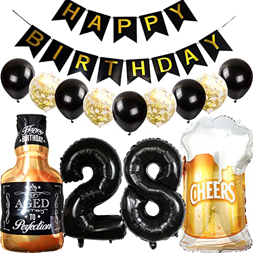 Feelairy Luftballons 28. Geburtstag Deko, Geburtstagsdeko 28 Jahre Mann Frau, Folienballon Whiskey Bierglas Ballon Weinflasche Bier Deko, Happy Birthday Banner für 28 Jahre Geburtstag Party Deko Set Feelairy Luftballons 28. Geburtstag Deko, Geburtstagsdeko 28 Jahre Mann Frau, Folienballon Whiskey Bierglas Ballon Weinflasche Bier Deko, Happy Birthday Banner für 28 Jahre Geburtstag Party Deko Set von Feelairy