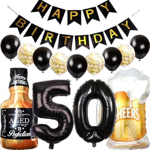 Feelairy Luftballons 50. Geburtstag Deko, Geburtstagsdeko 50 Jahre Mann Frau, Folienballon Whiskey Bierglas Ballon Weinflasche Bier Deko, Happy Birthday Banner für 50 Jahre Geburtstag Party Deko Set Feelairy Luftballons 50. Geburtstag Deko, Geburtstagsdeko 50 Jahre Mann Frau, Folienballon Whiskey Bierglas Ballon Weinflasche Bier Deko, Happy Birthday Banner für 50 Jahre Geburtstag Party Deko Set von Feelairy