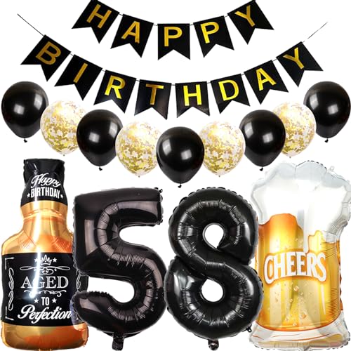 Feelairy Luftballons 58. Geburtstag Deko, Geburtstagsdeko 58 Jahre Mann Frau, Folienballon Whiskey Bierglas Ballon Weinflasche Bier Deko, Happy Birthday Banner für 58 Jahre Geburtstag Party Deko Set Feelairy Luftballons 58. Geburtstag Deko, Geburtstagsdeko 58 Jahre Mann Frau, Folienballon Whiskey Bierglas Ballon Weinflasche Bier Deko, Happy Birthday Banner für 58 Jahre Geburtstag Party Deko Set von Feelairy